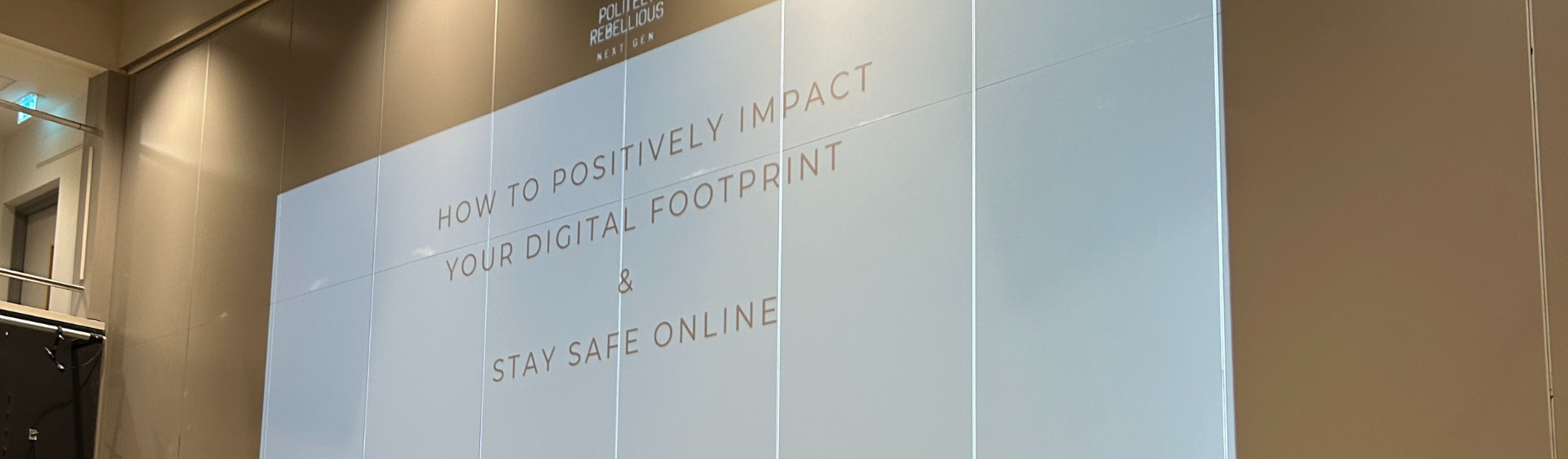 Screen displaying a presentation slide about digital footprint and online safety.