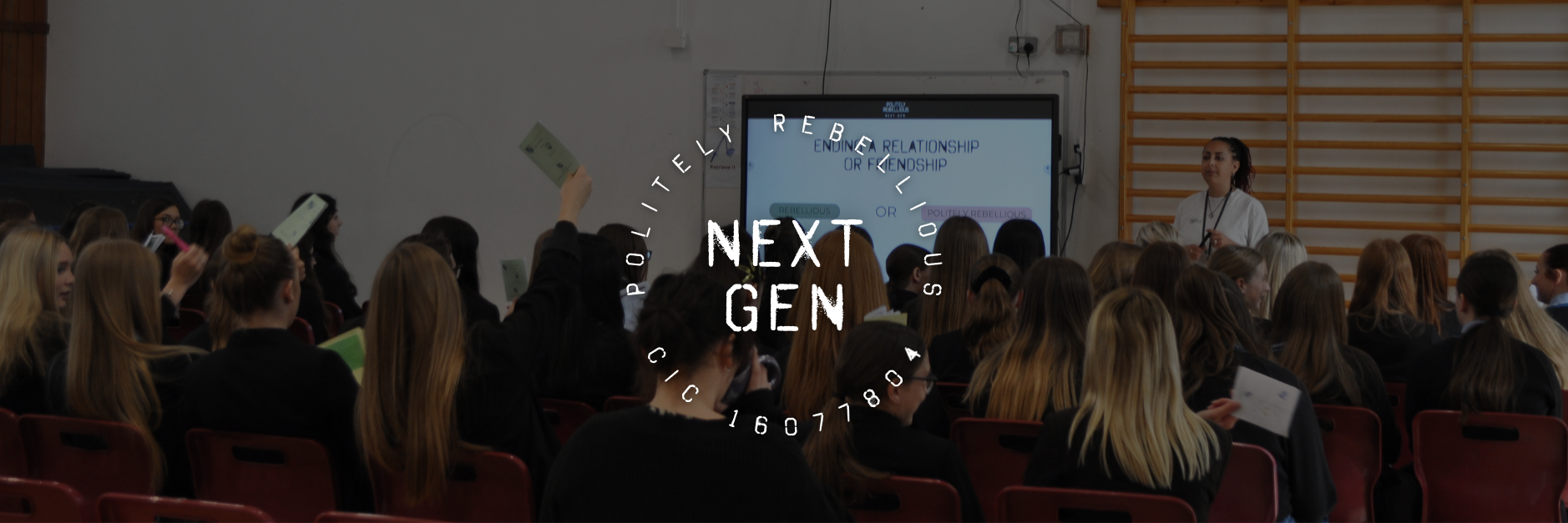 School assembly hall, young people workshops, Portsmouth & surrounding areas, Hampshire, Politely Rebellious Next Gen CIC