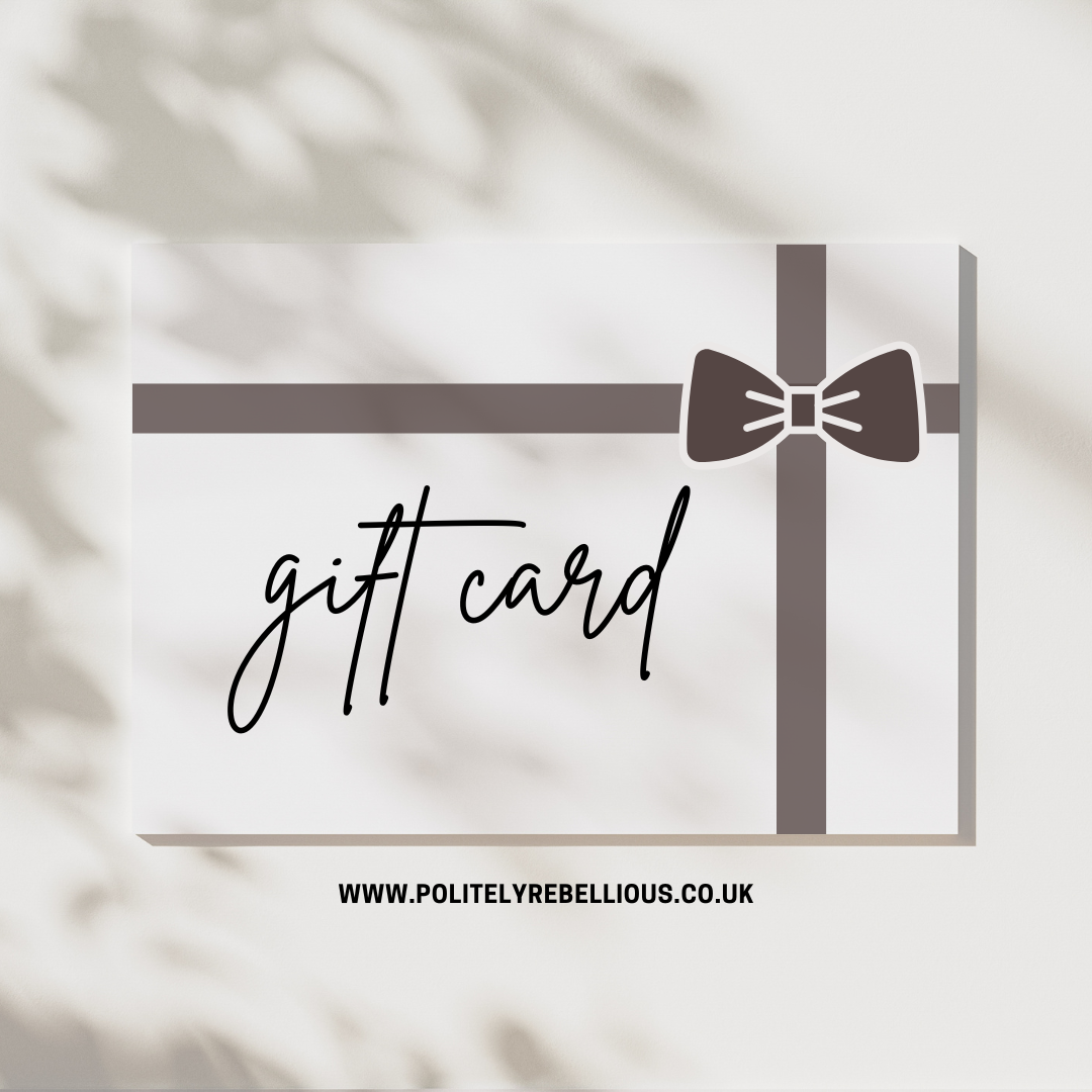 Politely Rebellious digital gift card showcasing stylish premium fashion gifting option